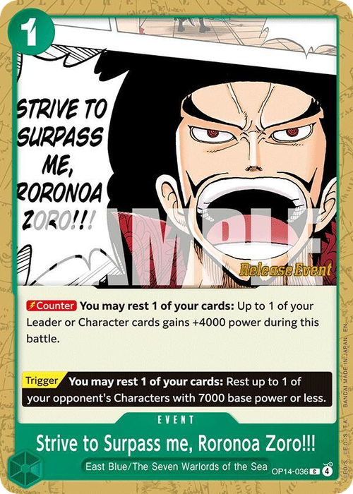 Strive to Surpass me, Roronoa Zoro!!! (Release Event Stamp)