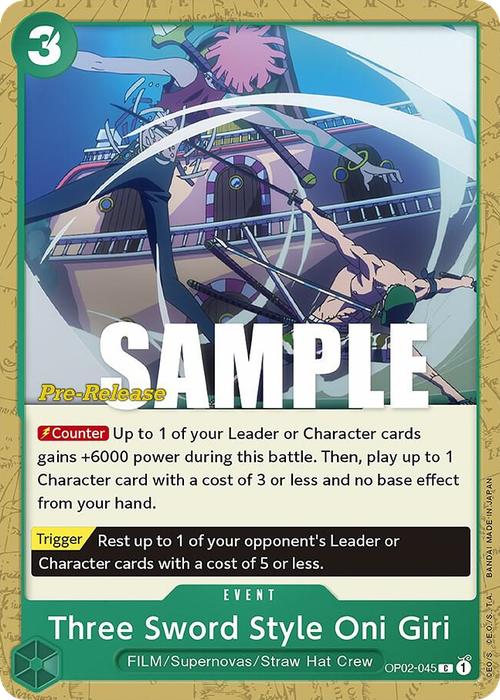 Three Sword Style Oni Giri (Pre-Release Stamp)